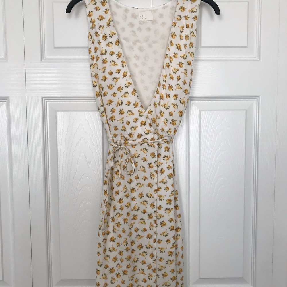 Yellow Flower Wrap Dress
